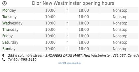 dior lor shoppers drug mart|Dior Toronto hours, 565 sherbourne street .